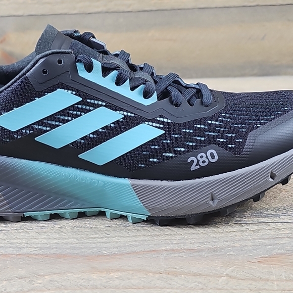 adidas Terrex Agravic Flow 2 Women's Trail Running Shoes Bkack Grey Blue Mint - Picture 10 of 12